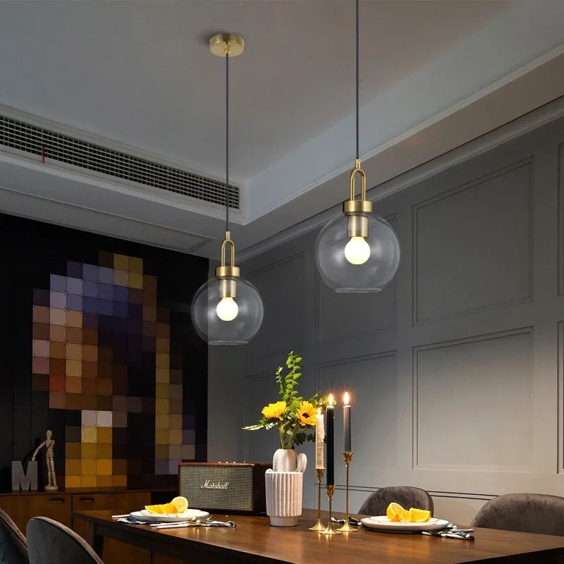 Nordic Üveggolyó medál Fény loft könnyű luxus függő ipari dekoráció Világítótestek E27/E26 hálószoba Étterem lámpa - 2