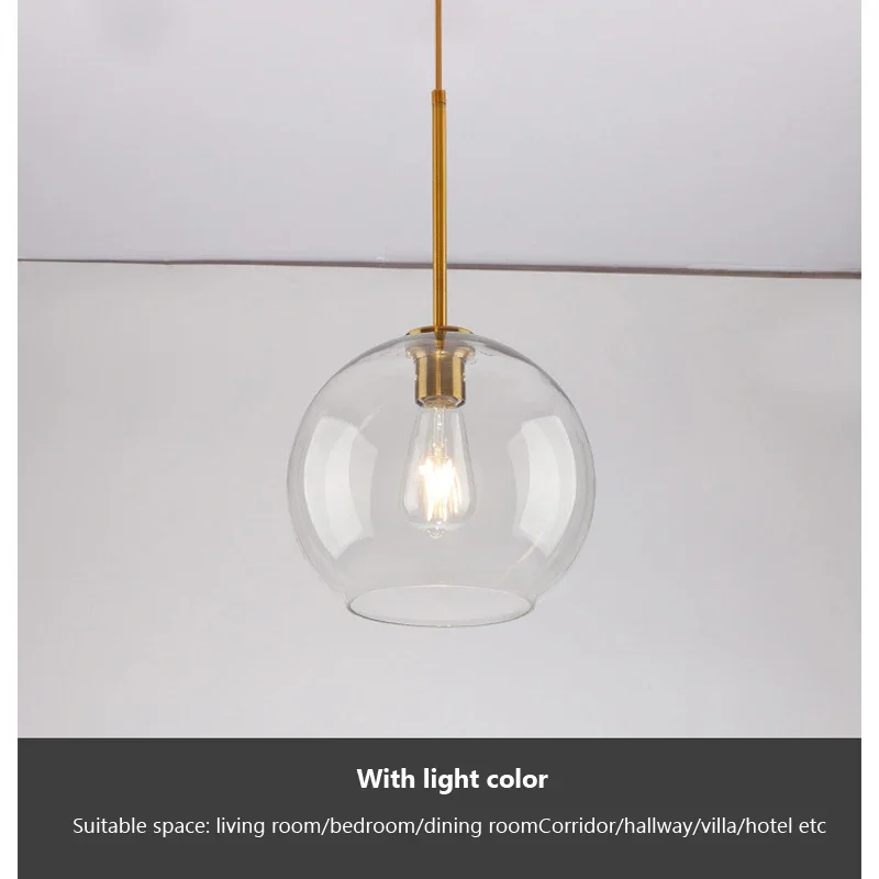 Nordic Üveggolyó medál Fény loft könnyű luxus függő ipari dekoráció Világítótestek E27/E26 hálószoba Étterem lámpa - 4