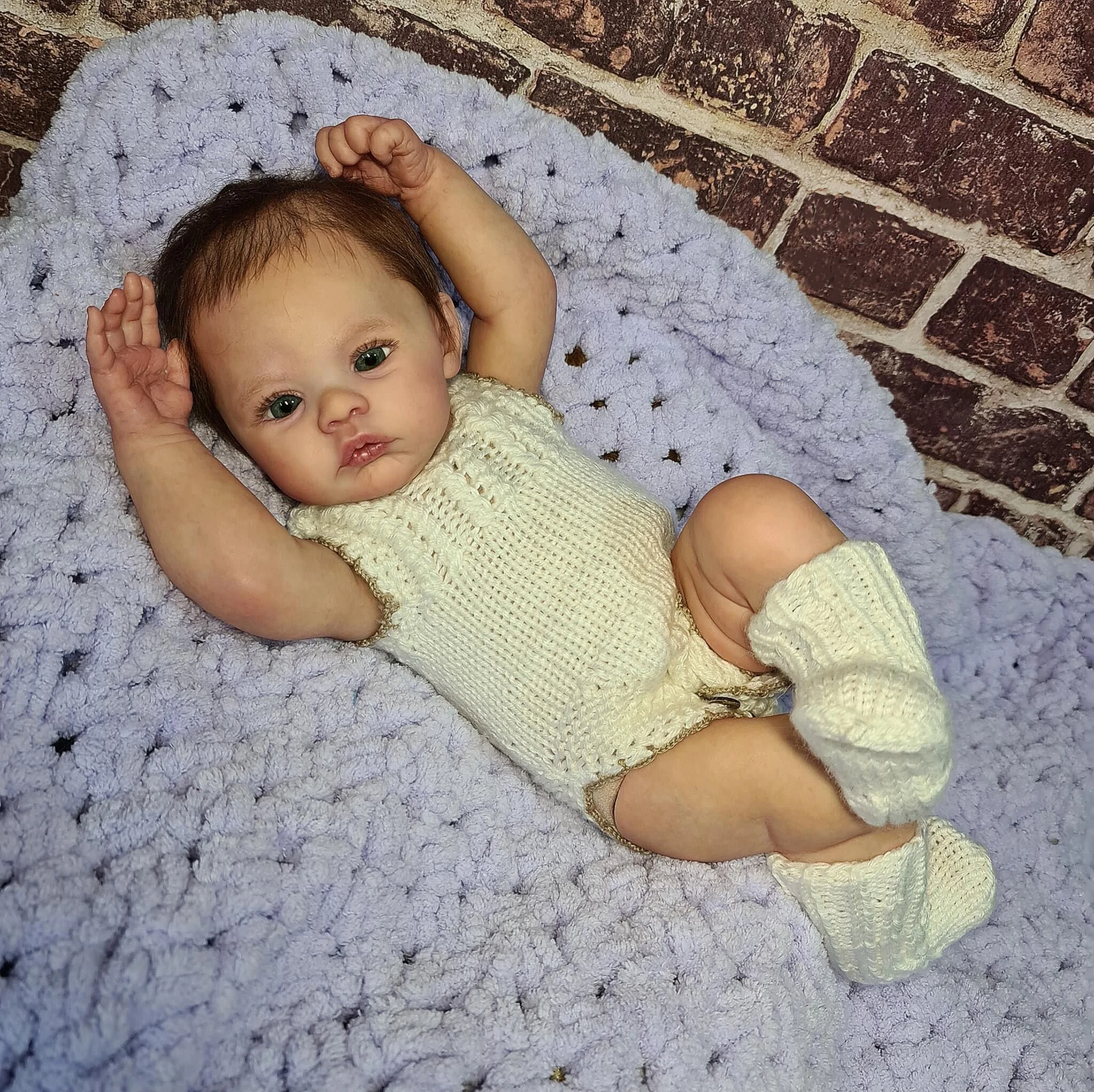 NPK 45CM Újszülött kislány újjászületett baba rét puha ölelgetős test élethű puha tapintású 3D bőr látható erekkel Art baba - 2