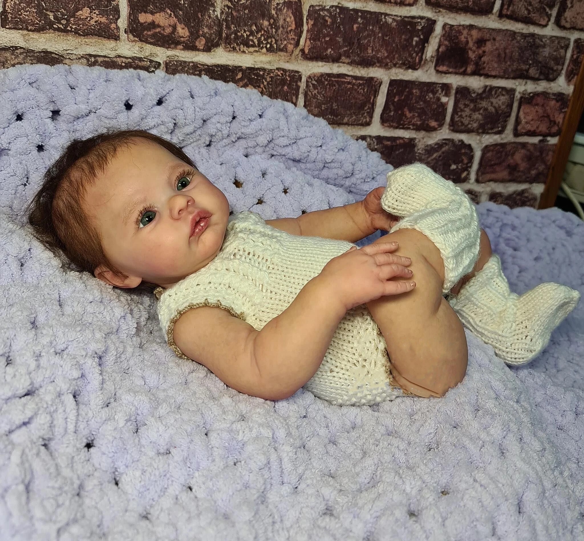 NPK 45CM Újszülött kislány újjászületett baba rét puha ölelgetős test élethű puha tapintású 3D bőr látható erekkel Art baba - 4