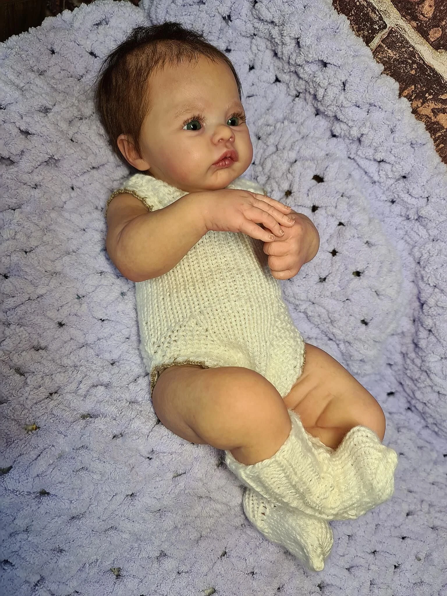 NPK 45CM Újszülött kislány újjászületett baba rét puha ölelgetős test élethű puha tapintású 3D bőr látható erekkel Art baba - 5