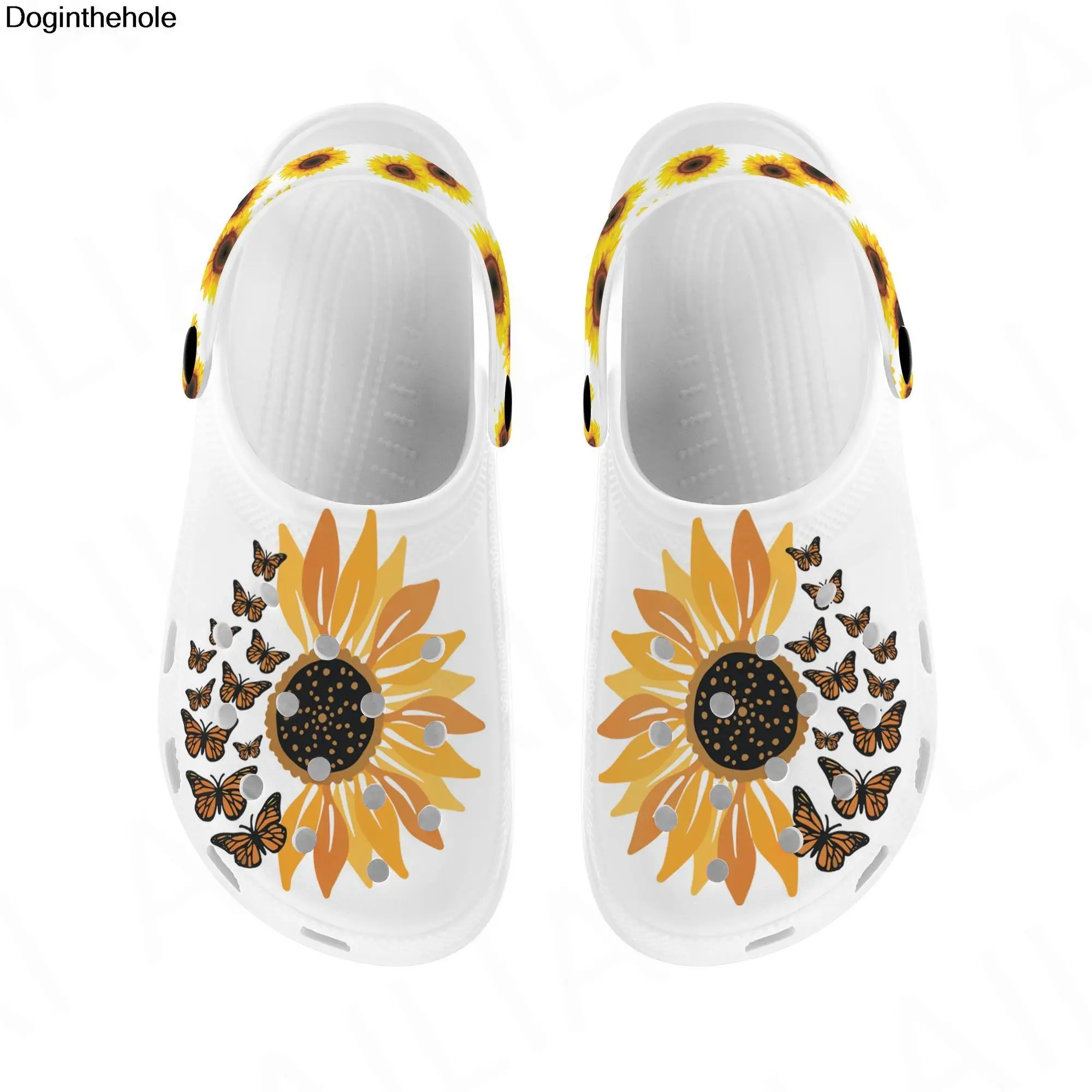 Nyár Légáteresztő papucs Pillangó Napraforgó lyuk Lapos női cipő Otthon/Kültéri csúszásmentes Szandál Lány Kényelmes tornacipők - 1