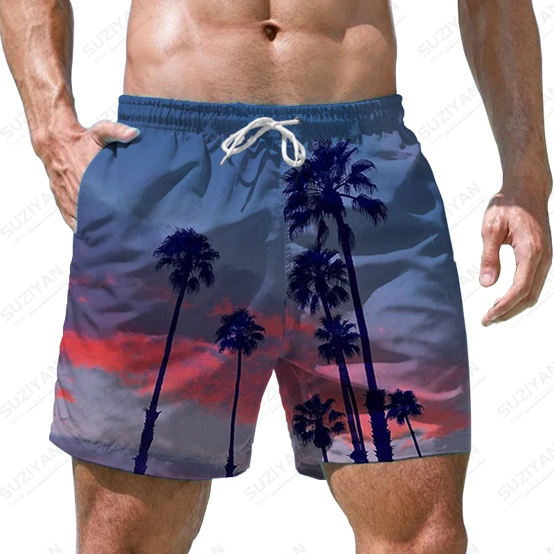 Nyár új férfi rövidnadrág strand kókuszfa 3D nyomtatott férfi rövidnadrág alkalmi nyaralás stílus férfi rövidnadrág divatirányzat férfi rövidnadrág - 5
