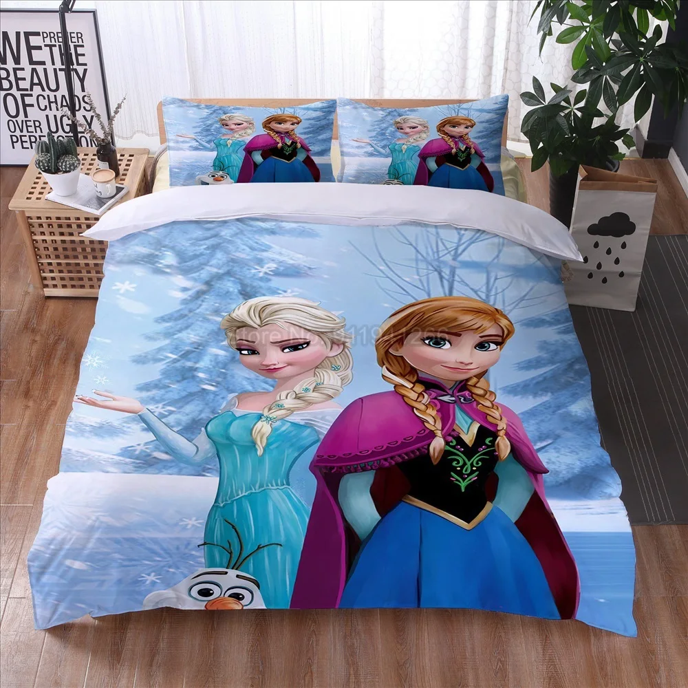 Népszerű Disney Frozen gyermek ágynemű szett rajzfilm paplanhuzat szett párnahuzat Egyszemélyes kétágyas kétágyas queen méretű ágynemű - 2