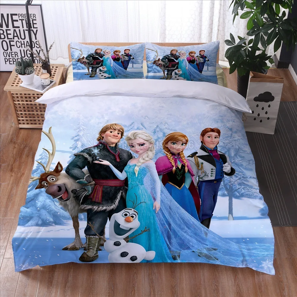 Népszerű Disney Frozen gyermek ágynemű szett rajzfilm paplanhuzat szett párnahuzat Egyszemélyes kétágyas kétágyas queen méretű ágynemű - 3