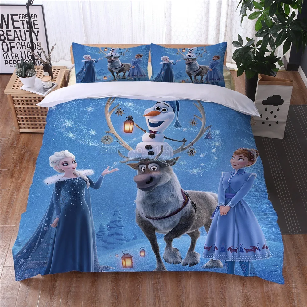 Népszerű Disney Frozen gyermek ágynemű szett rajzfilm paplanhuzat szett párnahuzat Egyszemélyes kétágyas kétágyas queen méretű ágynemű - 4