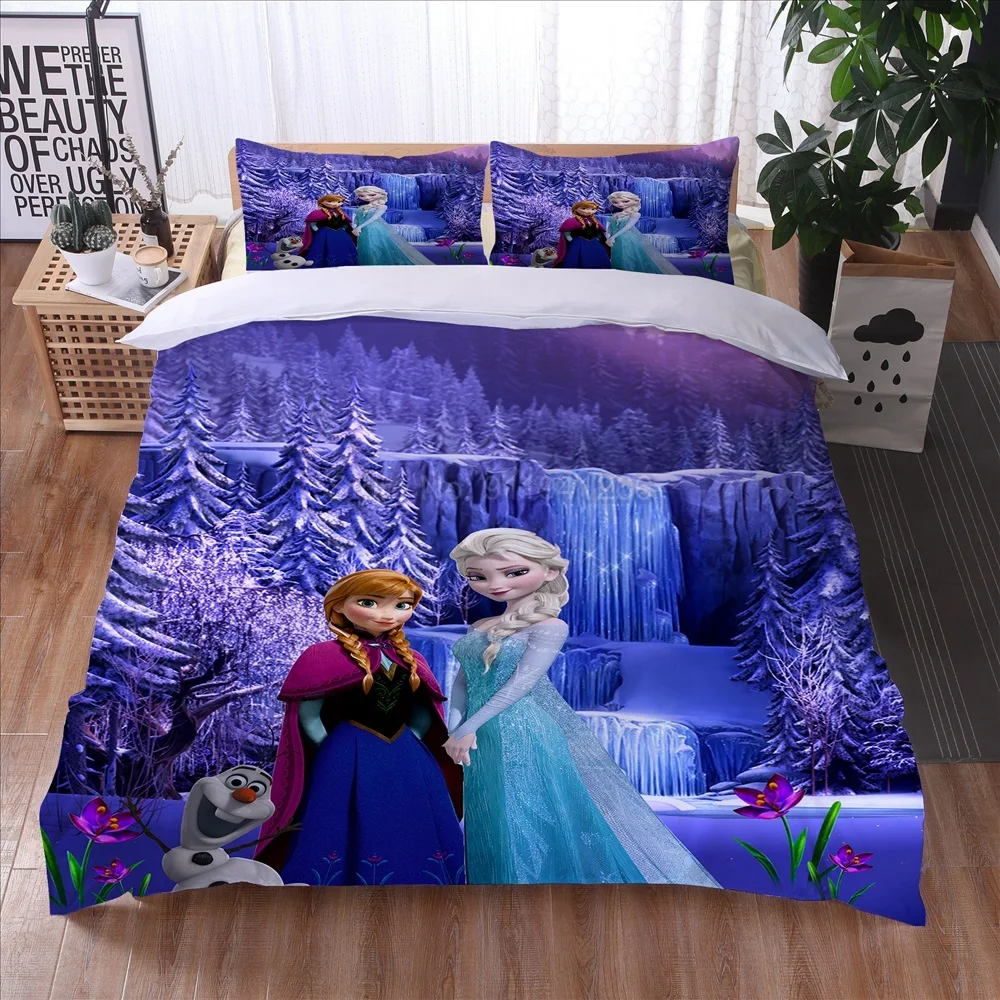 Népszerű Disney Frozen gyermek ágynemű szett rajzfilm paplanhuzat szett párnahuzat Egyszemélyes kétágyas kétágyas queen méretű ágynemű - 5