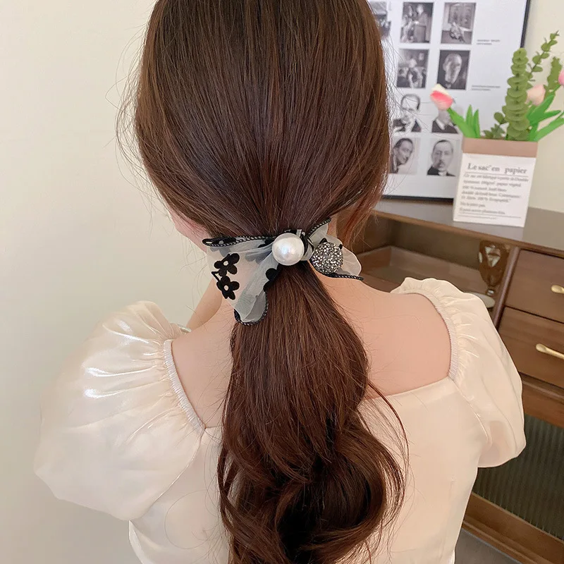 Nő Nagy gyöngy csokor hajnyakkendők Divat koreai stílusú hajpánt Scrunchies lányok lófarok tartók gumiszalagos haj kiegészítők - 0
