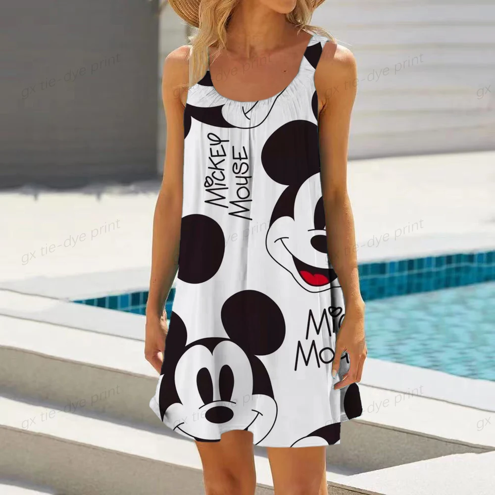 Női A-vonalú ruha divat Disney Minnie Mickey 3D nyomtatású térdig érő ruha ujjatlan tavaszi nyári alkalmi mindennapi ruha 2023 - 0