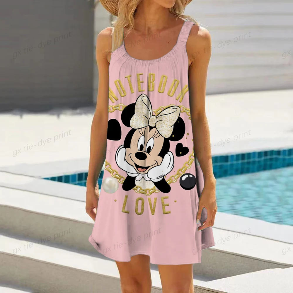Női A-vonalú ruha divat Disney Minnie Mickey 3D nyomtatású térdig érő ruha ujjatlan tavaszi nyári alkalmi mindennapi ruha 2023 - 2