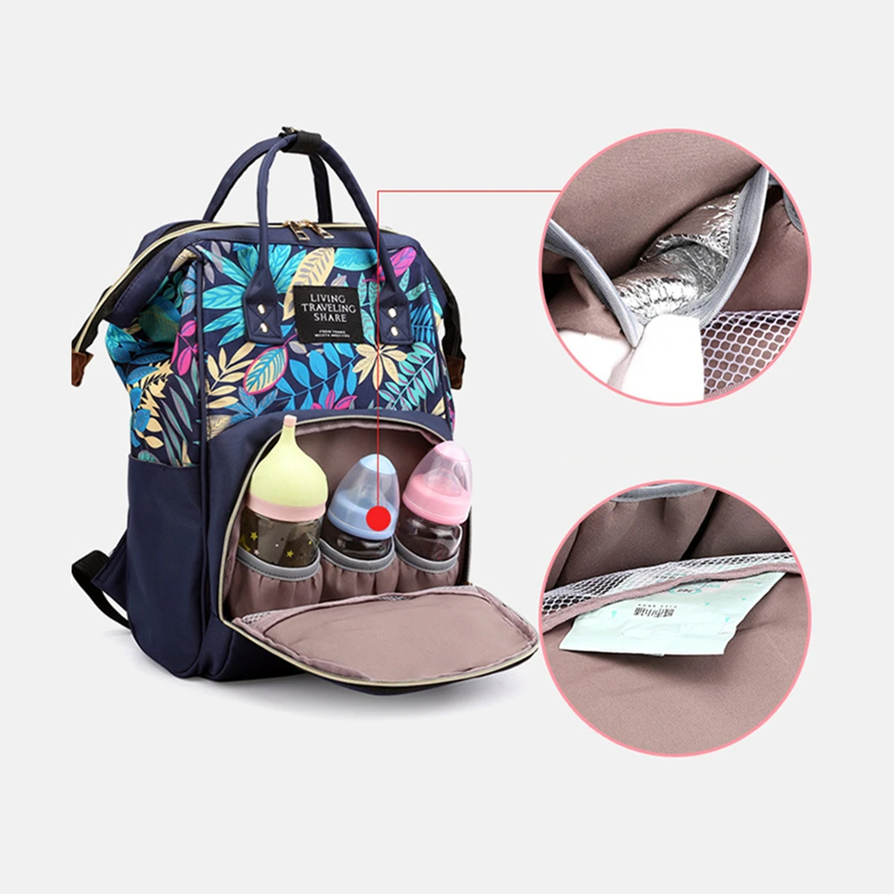 Női női vállizsákok Nagy kapacitású anyu baba szoptatós táskák Divatnyomtatás Női üzleti hátizsák pelenka táska - 1