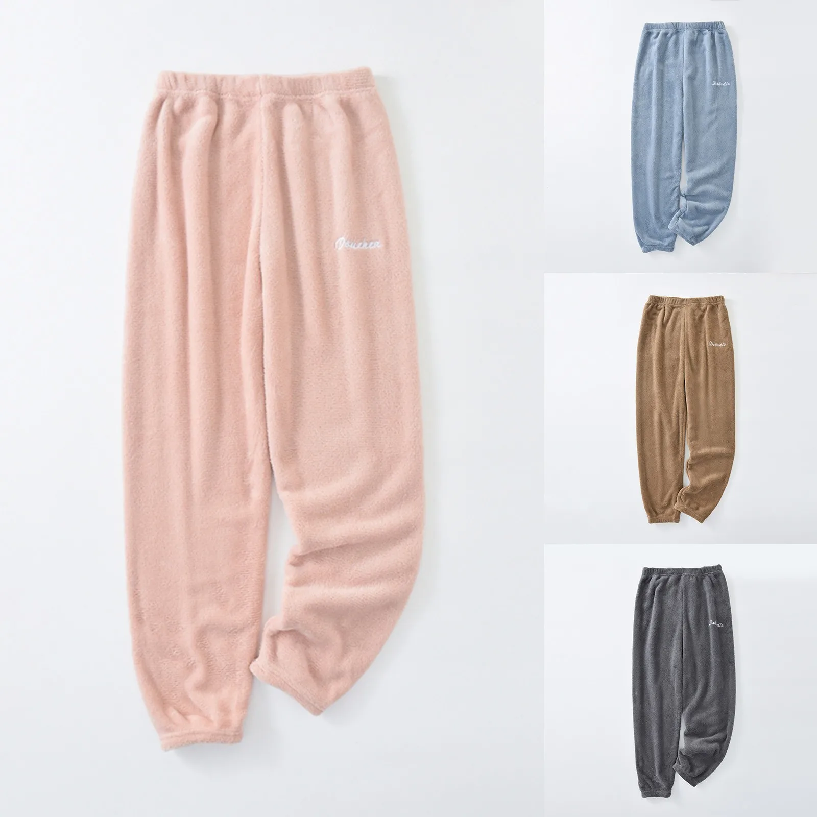 Női otthoni nadrág Egyszínű alkalmi Meleg párnázott pizsama nadrág Laza kényelmes rugalmas derék Homewear Hosszú nadrág - 0