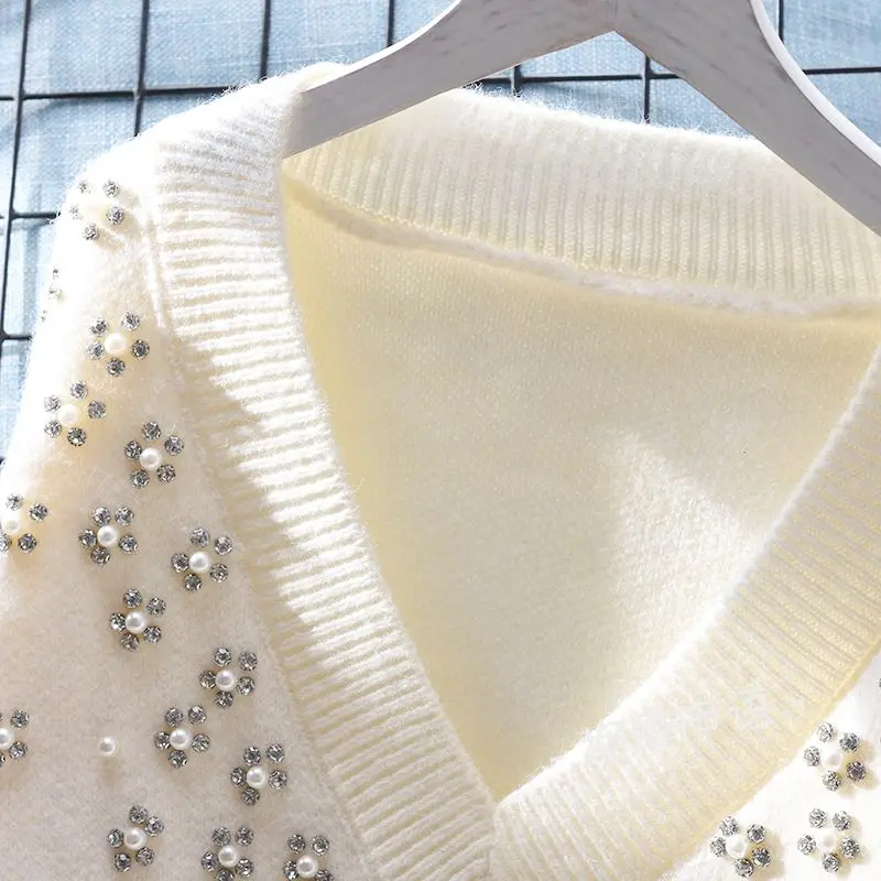 Női pulóver őszi téli pulóverek Koreai stílusú kötöttáru V-nyakú kötött felső női pulóverek Pull Femme ruhák 2023 nyomtatás C23 - 2
