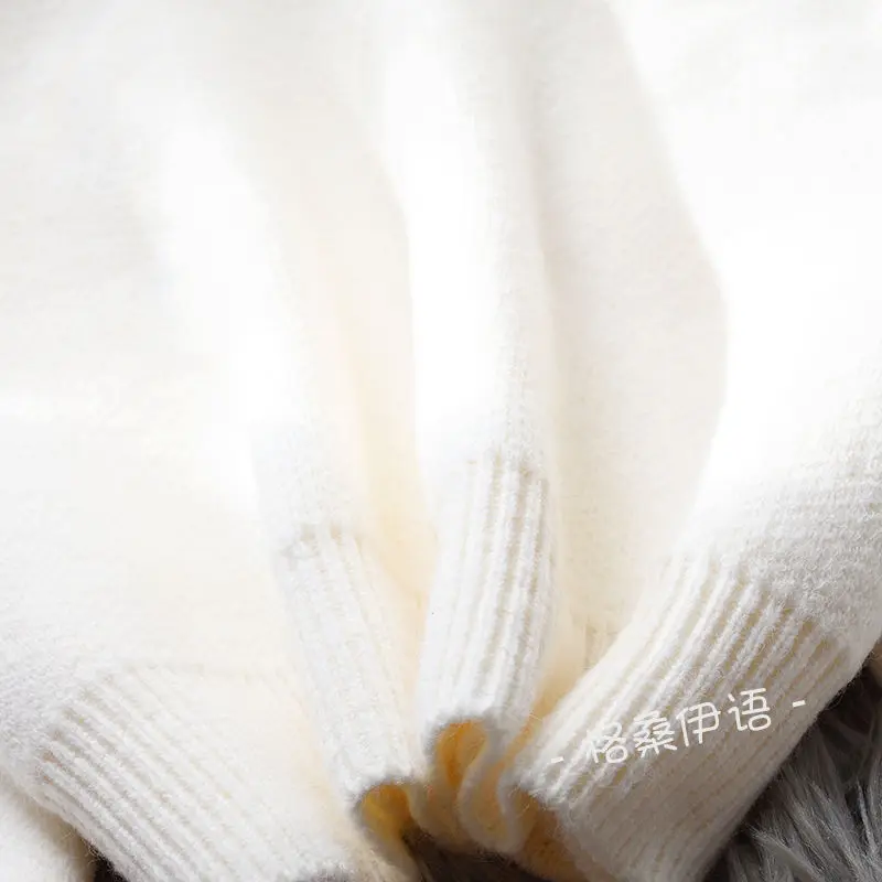Női pulóver őszi téli pulóverek Koreai stílusú kötöttáru V-nyakú kötött felső női pulóverek Pull Femme ruhák 2023 nyomtatás C23 - 4