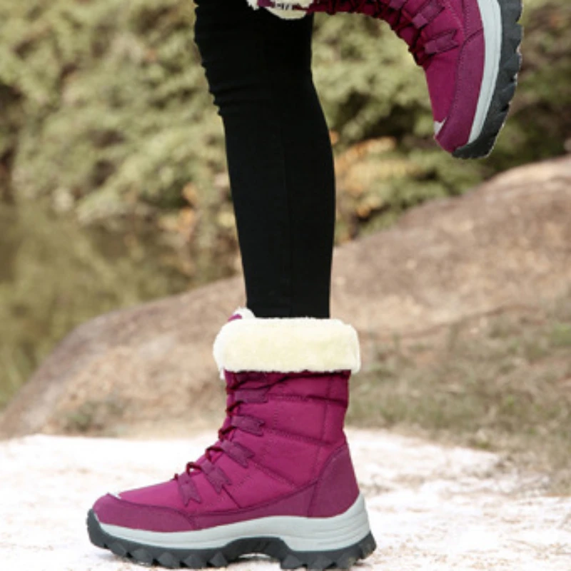 Nők Hócsizma platform Téli csizma vastag plüss vízálló csúszásmentes csizma Divat női téli cipő Meleg szőrme Botas Mujer - 5