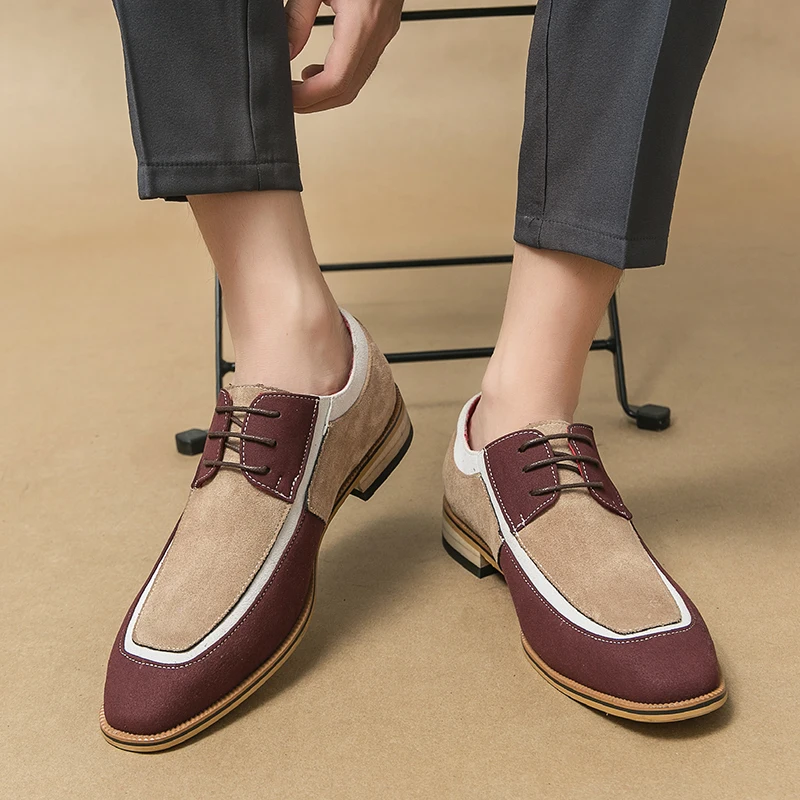 Olasz márka férfi velúr cipő kontrasztos színű design alkalmi cipők trend férfi üzleti cipők Party ruha cipők Ingyenes szállítás - 0