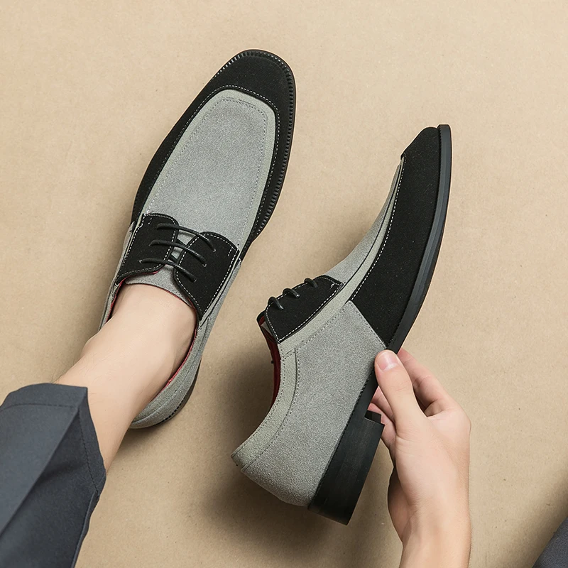Olasz márka férfi velúr cipő kontrasztos színű design alkalmi cipők trend férfi üzleti cipők Party ruha cipők Ingyenes szállítás - 3