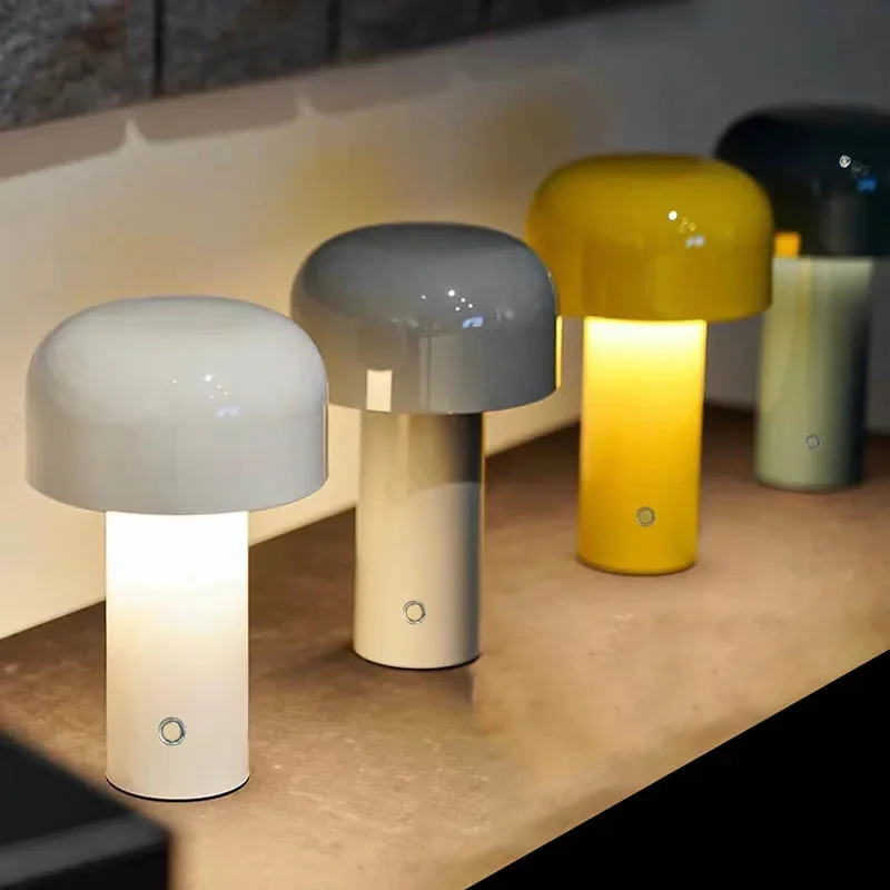 olasz tervező gomba asztali lámpa éjszakai fény hordozható vezeték nélküli érintéses újratölthető dekor lámpa USB éjjeli lámpa asztali lámpa - 0