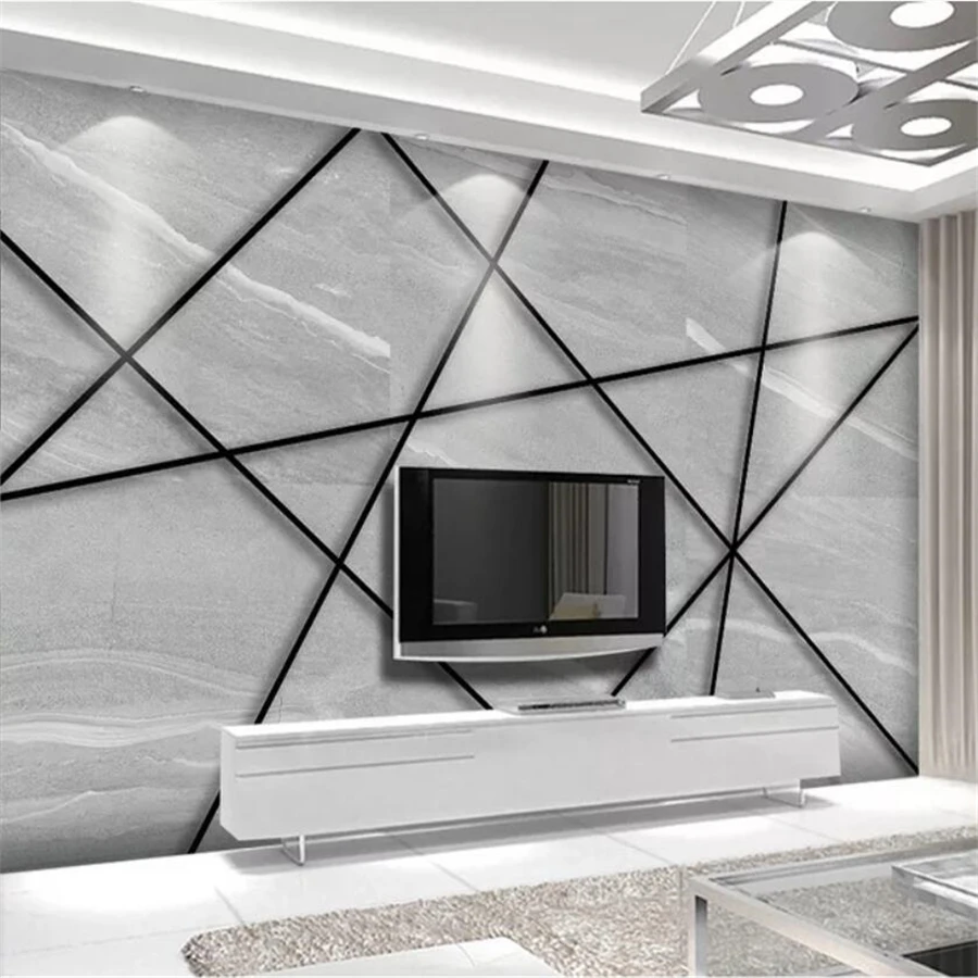 papír peint Egyéni tapéta 3d falfestmény Európai minimalista jazz fehér márvány geometrikus négyzet alakú fal nappali hálószoba tapéta - 0