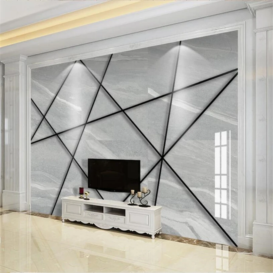 papír peint Egyéni tapéta 3d falfestmény Európai minimalista jazz fehér márvány geometrikus négyzet alakú fal nappali hálószoba tapéta - 4