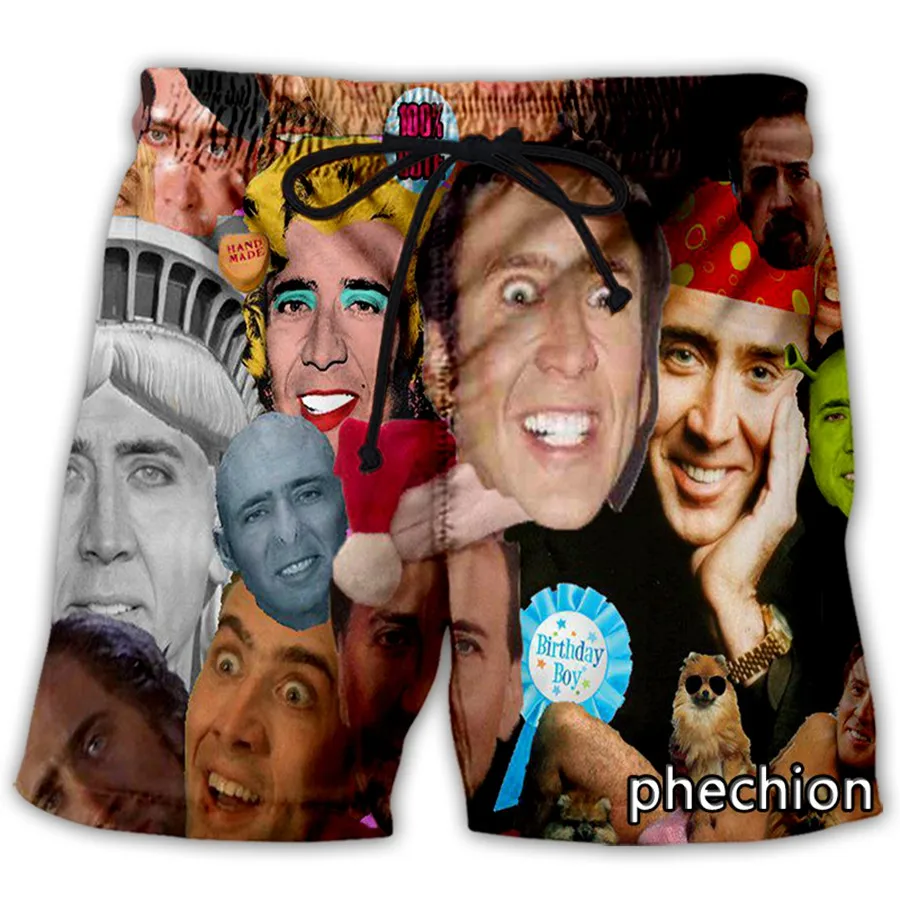 phechion Új férfi/női Új egyedi divat Nicolas Cage 3D nyomtatott alkalmi rövidnadrág Divat utcai ruházat férfi laza rövidnadrág T35 - 4