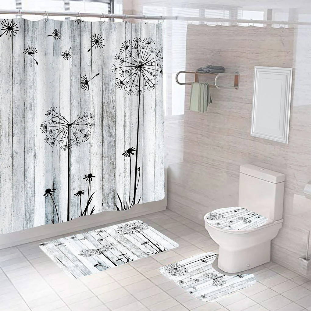 Poliészter Modern zuhanyfüggöny parasztház fürdőszobához Könnyen tisztítható és könnyen felszerelhető függönyök - 1