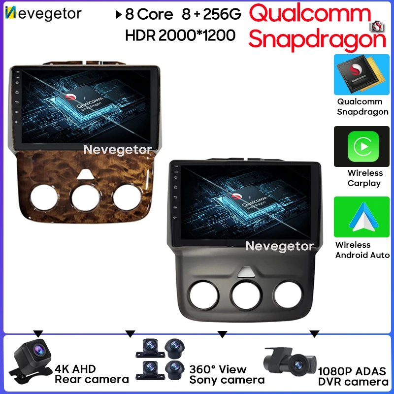 Qualcomm Snapdragon Android 13 autórádió multimédia lejátszó Dodge Ram 1500 2500 3500 5500 2013-2023 NINCS DVD 2 Din BT RDS - 0