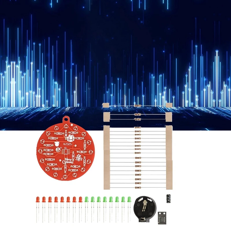 Red Board karácsonyfa NE555 Villogó fények Függő áramkör Szórakoztató DIY elektronikus gyártókészlet Hordozható modul, készlet - 3