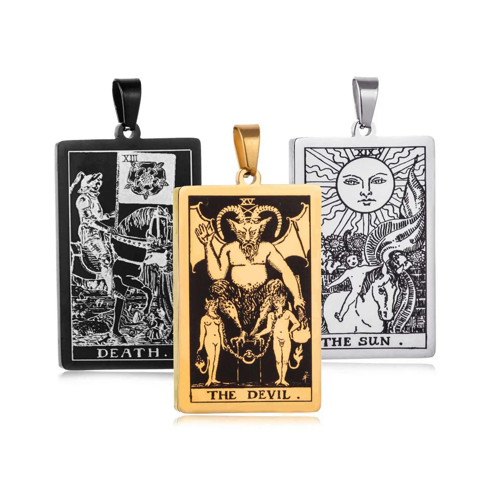 Retro rozsdamentes acél 22 Magic Tarot kártya medálok Lucky Amulett medál DIY asztrológia jóslás Nyakláncok Ékszerkészítés Ajándékok - 0