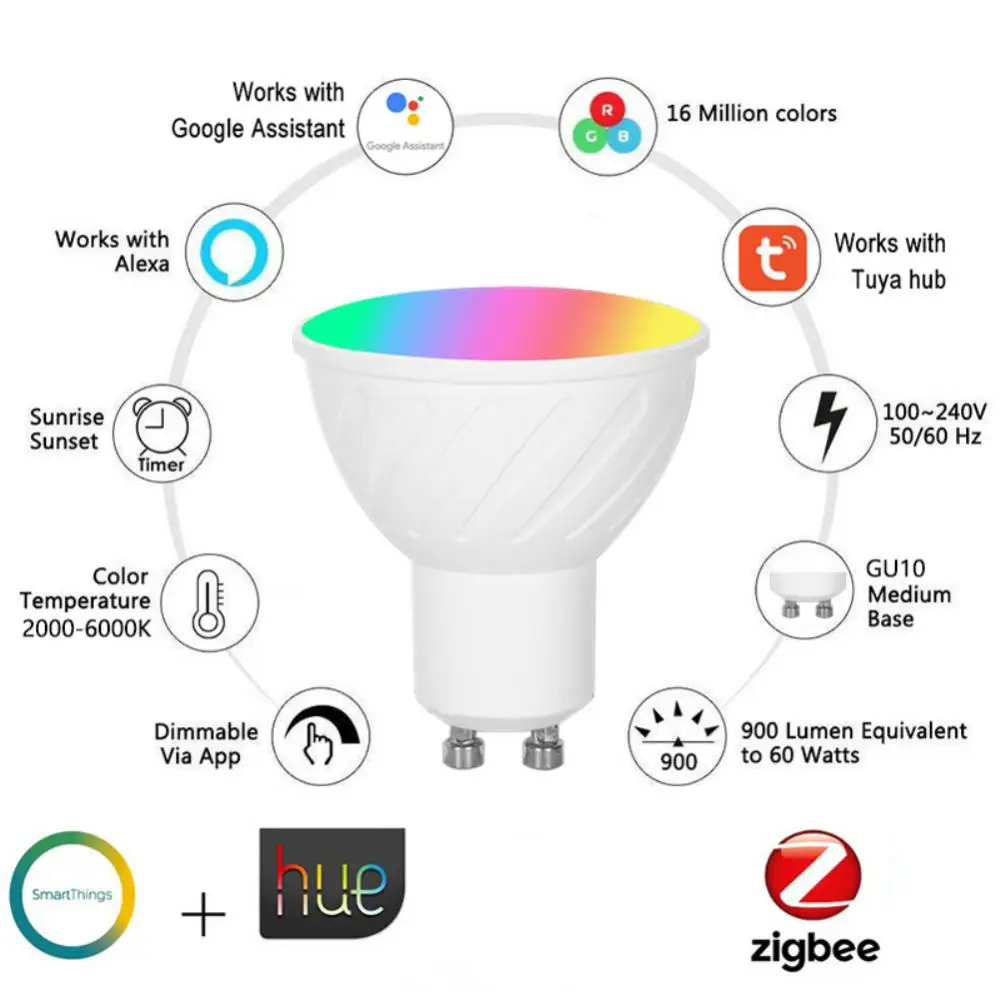 RGB LEDS intelligens led mélyvilágítás Zigbee 3.0 háztartási gépek több mint 30000 óra intelligens LED fény színváltó meleg hideg fény teljesítmény 5w - 0