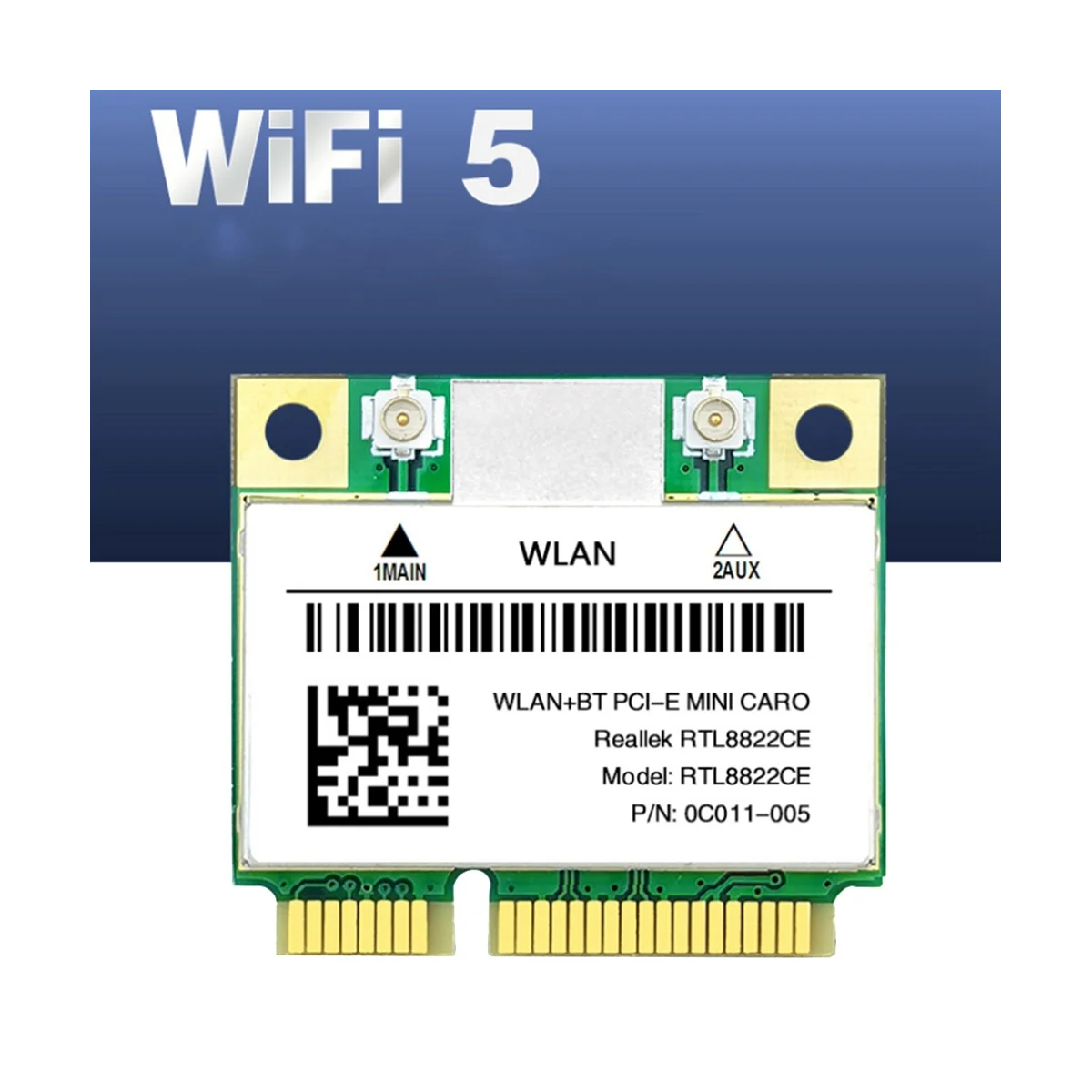 RTL8822CE WiFi kártya antennával 1200Mbps 2.4G + 5Ghz 802.11AC hálózat Mini PCIe BT 5.0 támogatás Laptop/PC Windows - 1