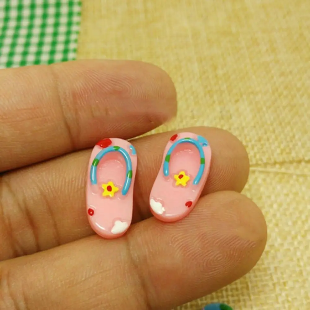 Rózsaszín/Kék 1/6 baba kiegészítők Új divatgyanta Beach tengerparti cipők Női baba papucs Babaház dekoráció - 2
