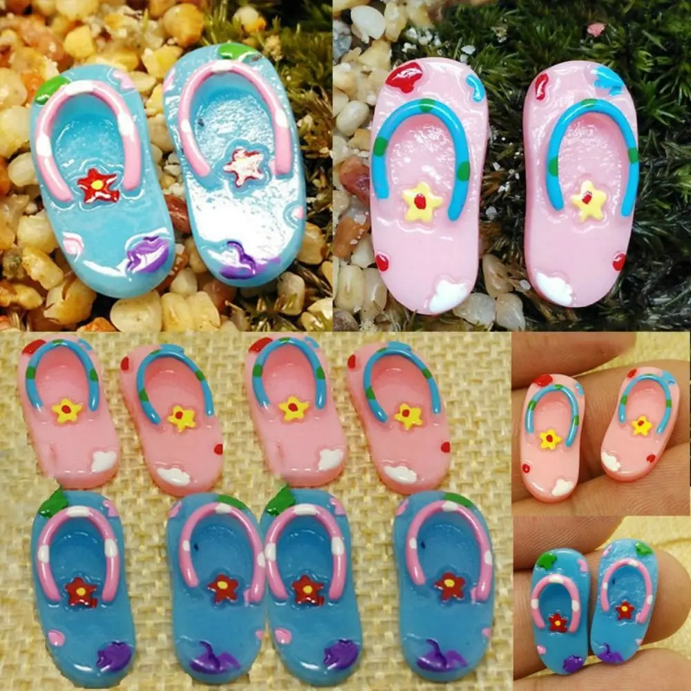 Rózsaszín/Kék 1/6 baba kiegészítők Új divatgyanta Beach tengerparti cipők Női baba papucs Babaház dekoráció - 3