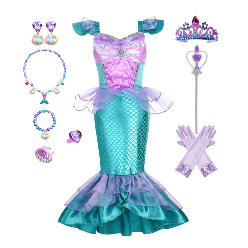 Sellő ruha lánynak Ocean témájú születésnapi zsúr hercegnő ruha ruhák Halloween jelmez gyerekeknek Vestidos - 0
