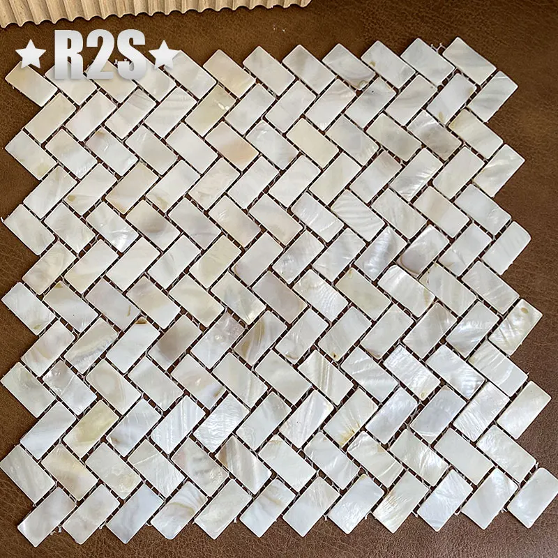 Shell mozaik csempe Természetes fehér gyöngyház fali hátlap Fürdőszoba csempe MOP191 lap - 5