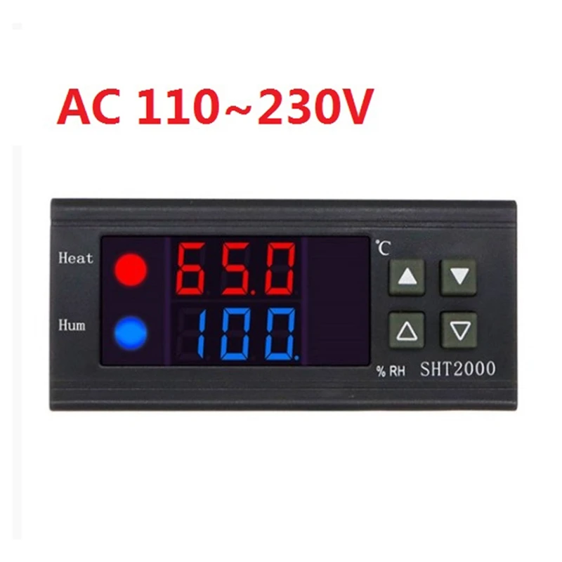 SHT2000 Hőmérséklet-páratartalom-szabályozó termosztát Humidistat beltéri sörfőző inkubátor hőmérő Higrométer AC110-230V - 2