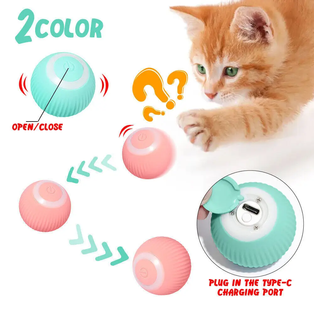 Smart Rolling Ball elektromos szórakoztató macskalabda Macskajátékok interaktív macskáknak edzés Önmozgó cica játékok Kisállat kiegészítők - 0