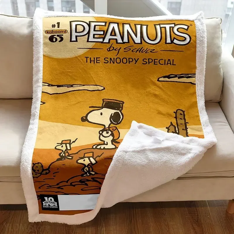Snoopy takaró egész évszakos dekoratív portörlő ágytakaró Ágytakaró Irodai autóágy Ebédszünet Dupla takaró Légkondicionált paplanajándék - 3