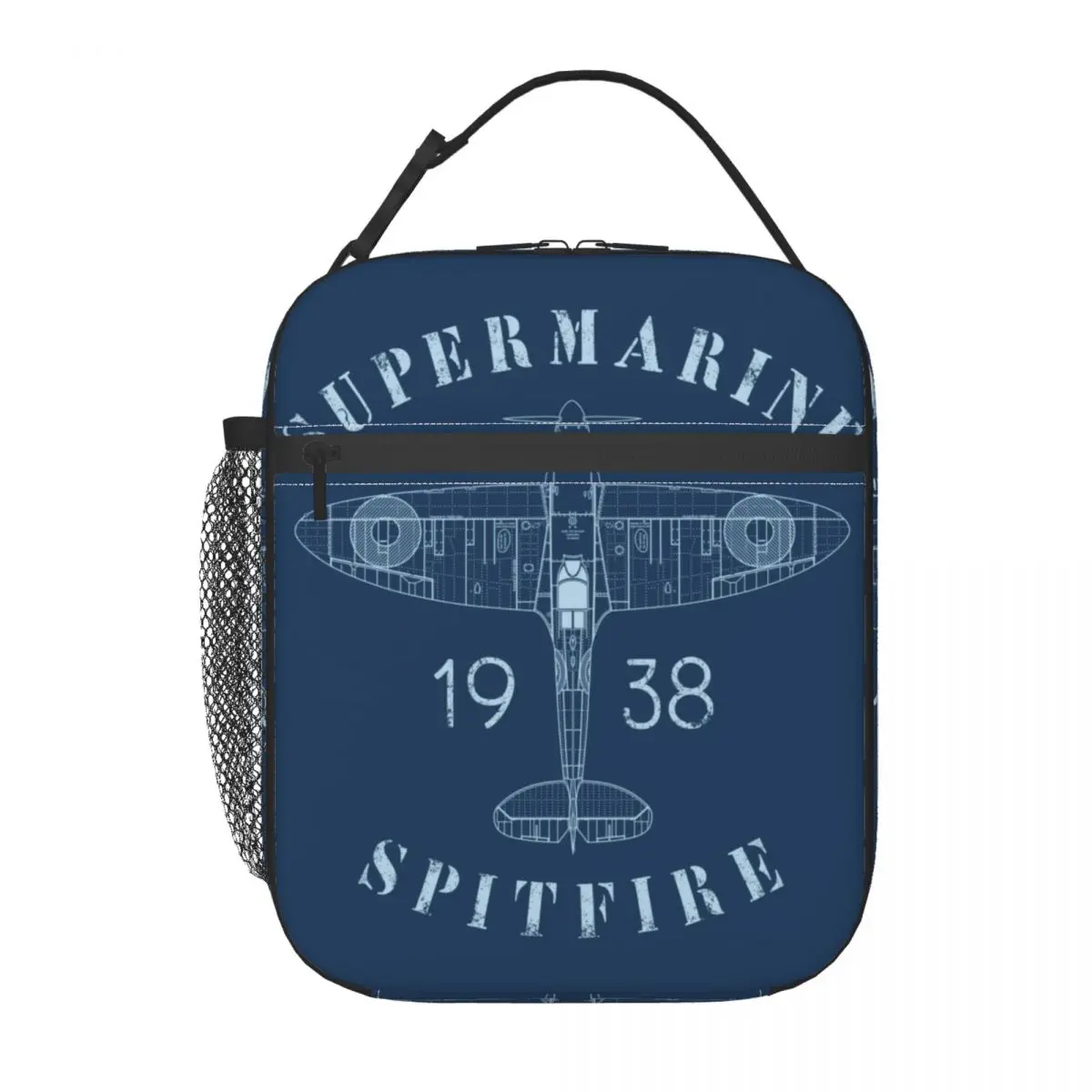 Spitfire Blueprint szigetelt ebédtáskás táska Vadászpilóta Repülőgép Repülőgép Repülőgép Hordozható hűtő Termikus étel Uzsonnás doboz Utazás - 1