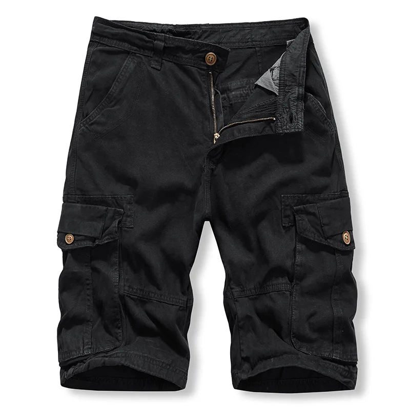 Summer Cargo Shorts férfi stílusos, több zsebes kültéri cargo nadrág Férfi egyszínű Bermuda rövidnadrág - 1