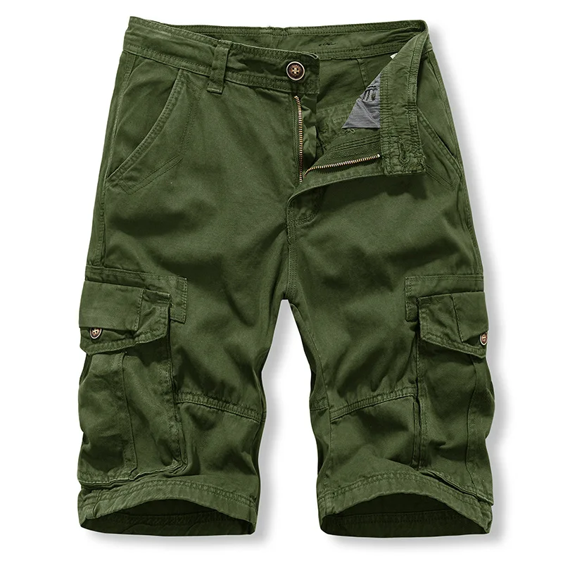 Summer Cargo Shorts férfi stílusos, több zsebes kültéri cargo nadrág Férfi egyszínű Bermuda rövidnadrág - 2
