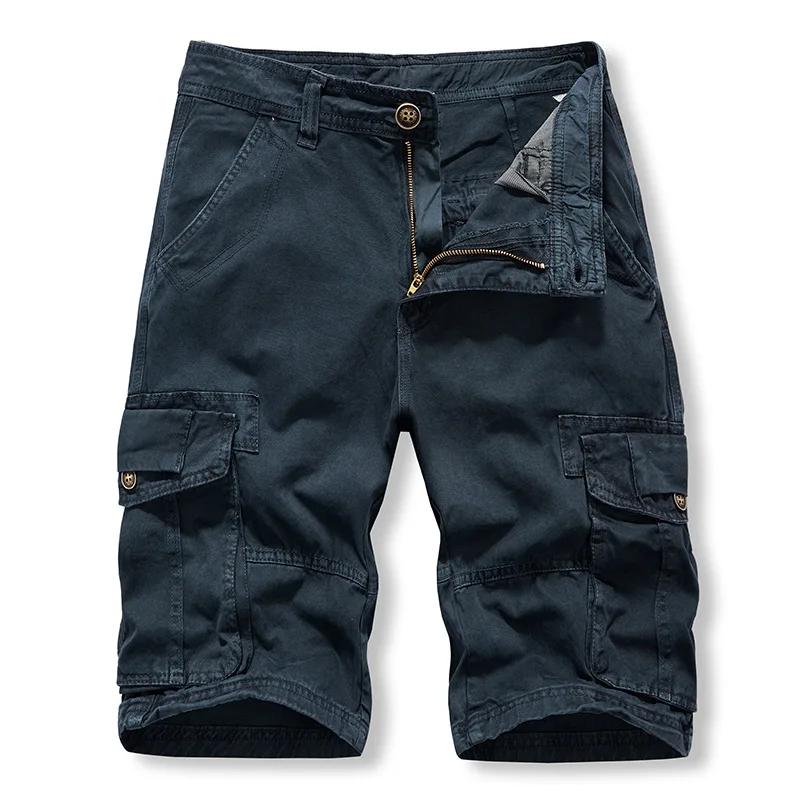 Summer Cargo Shorts férfi stílusos, több zsebes kültéri cargo nadrág Férfi egyszínű Bermuda rövidnadrág - 3
