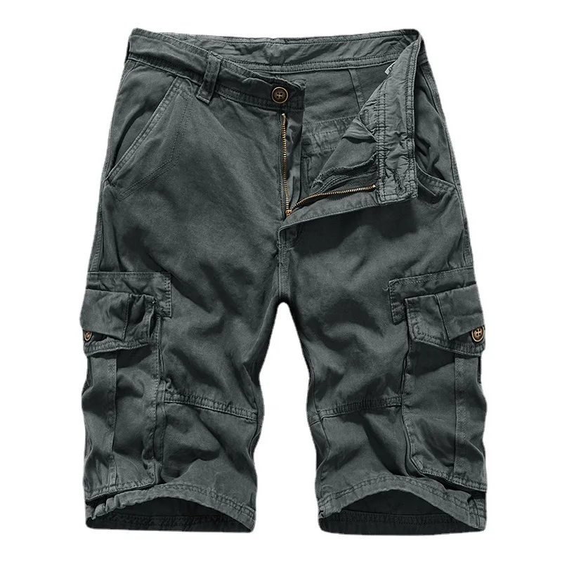 Summer Cargo Shorts férfi stílusos, több zsebes kültéri cargo nadrág Férfi egyszínű Bermuda rövidnadrág - 4