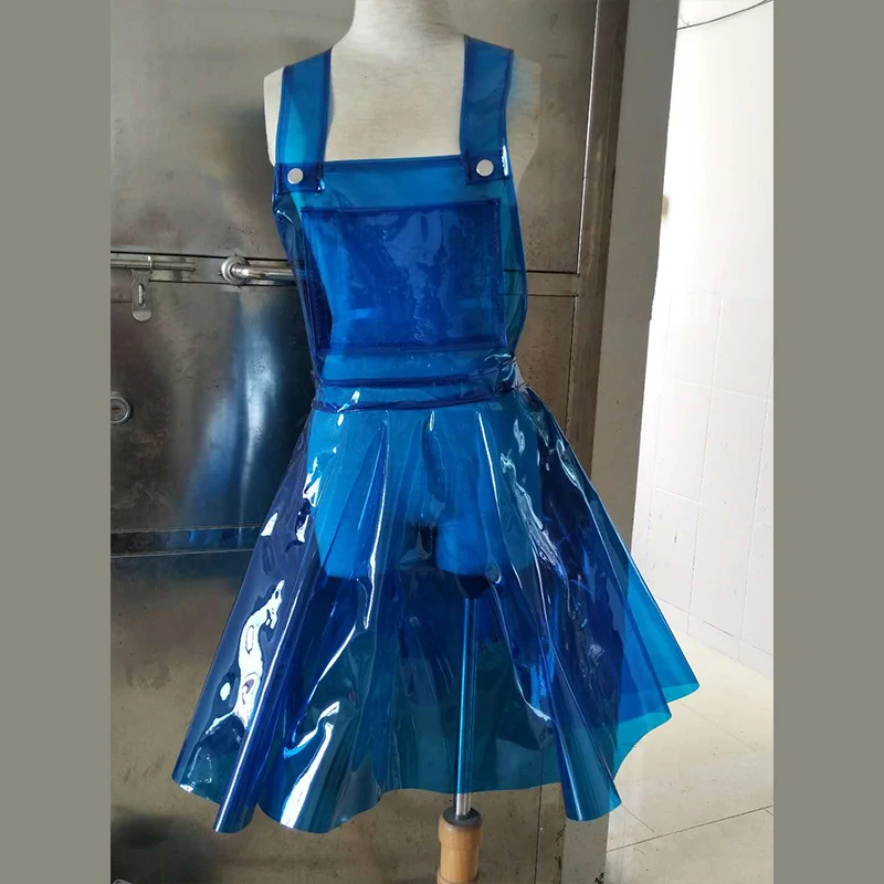 Szexi PVC holografikus ruha Nők\x27s Vestido Summer Lady Clear Vinly Plastic Clothes Party Gótikus Piros Zöld Kék Kék és Narancssárga - 5