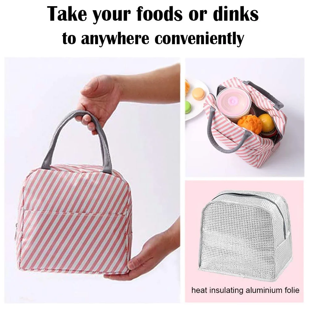 szigetelt uzsonnás táska női gyerekek hűtőtáska fehérmárvány nyomtatású hőtáska hordozható doboz jégcsomag Tote élelmiszer piknik táskák Uzsonnás táskák - 2