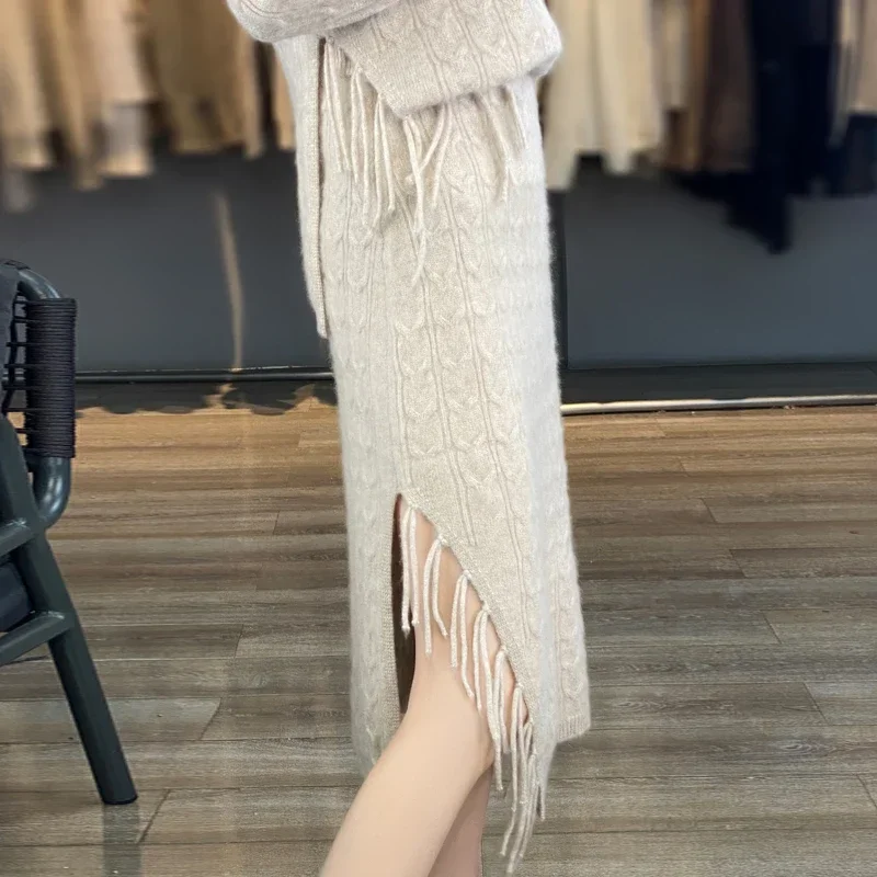 Tailor Sheep kötött pulóver teljes ujjú pulóver Exquisite Fashion félszoknya női 100% tiszta gyapjú szett - 1