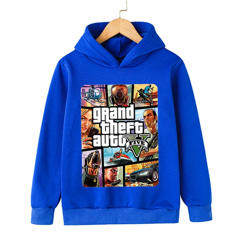 tavaszi és őszi gyermek GTA5 nyomtatott kapucnis pulóver pulóver 4-14 éves gyermek játék sport kapucnis pulóver - 5