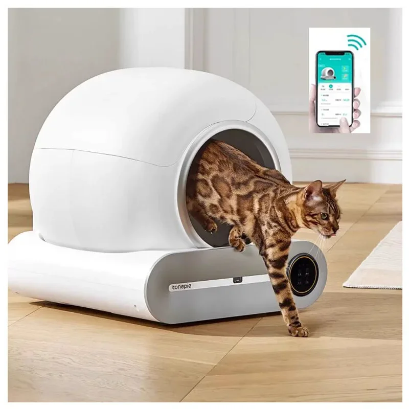 Tonepie automata macska alomdoboz öntisztító homokozó macska WC alkalmazás vezérlés 65L nagy kisállat areneros para gato angol változat - 0