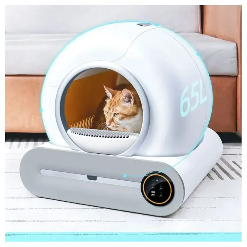 Tonepie automata macska alomdoboz öntisztító homokozó macska WC alkalmazás vezérlés 65L nagy kisállat areneros para gato angol változat - 3
