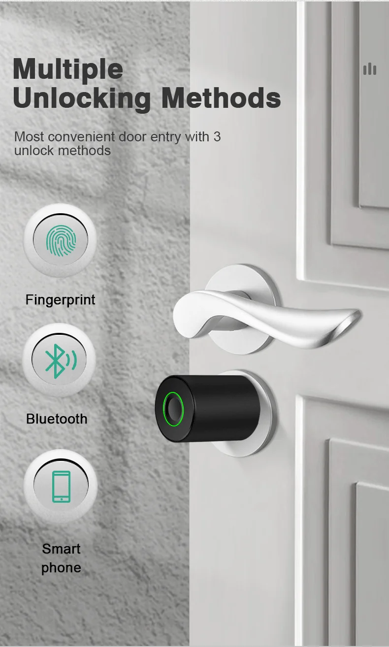 Tuya Bluetooth ujjlenyomat-zár állítható zárhenger biometrikus elektronikus intelligens ajtózár Digitális kulcs nélküli otthoni zár - 1